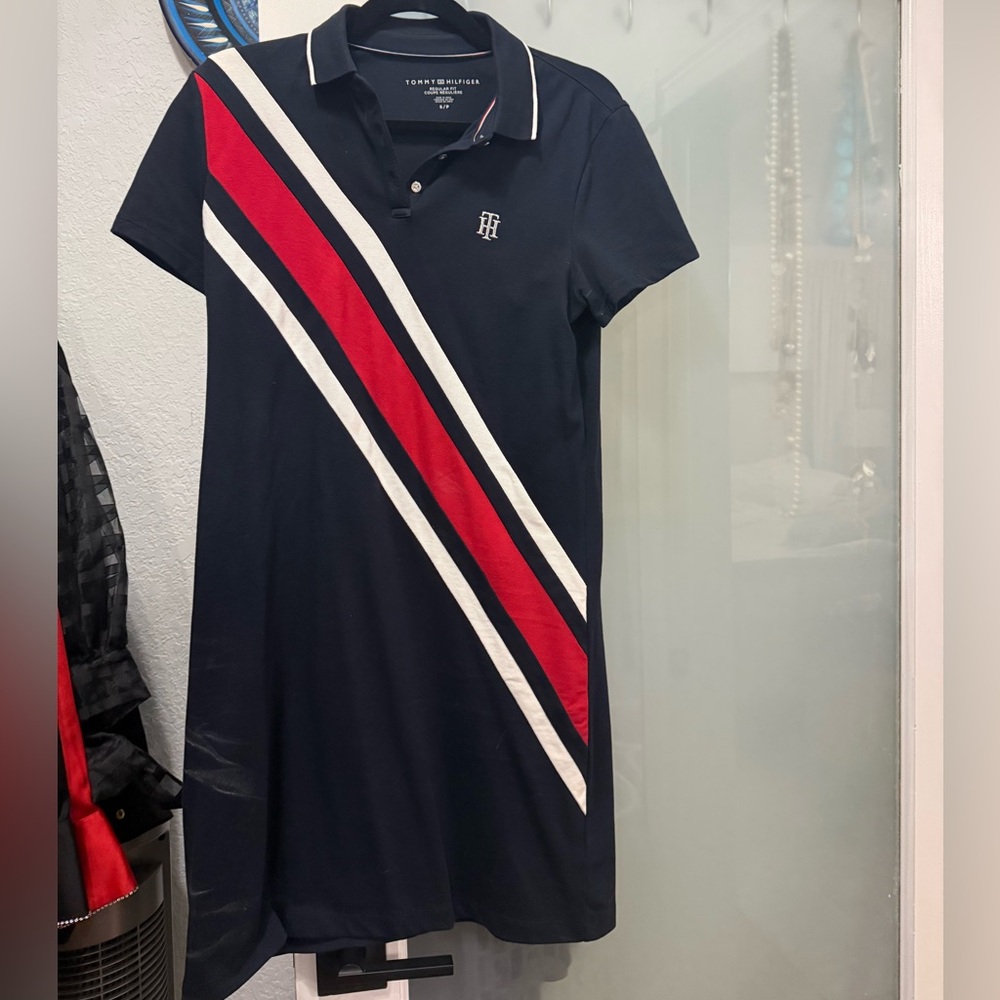 Tommy Hilfiger | Navy- red & white  Banner Stripe Polo Dress | Size small